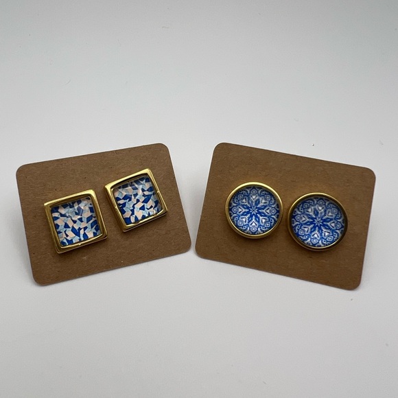 Boho Chic Classic Round & Square Stud Earrings - Elegant Chic Stud Earrings - Picture 7 of 14